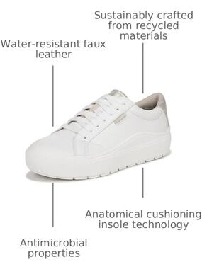 Dr. Scholl’s Women’s White Water-Resistant Faux Leather Sneaker